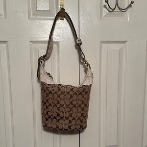 Coach Brown and Cream Bleeker Shoulder Bag